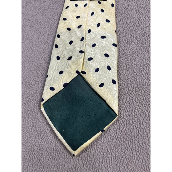 BROOKCRAFT Silk Polka Dot Men's Necktie Yellow Blue - Picture 5 of 7